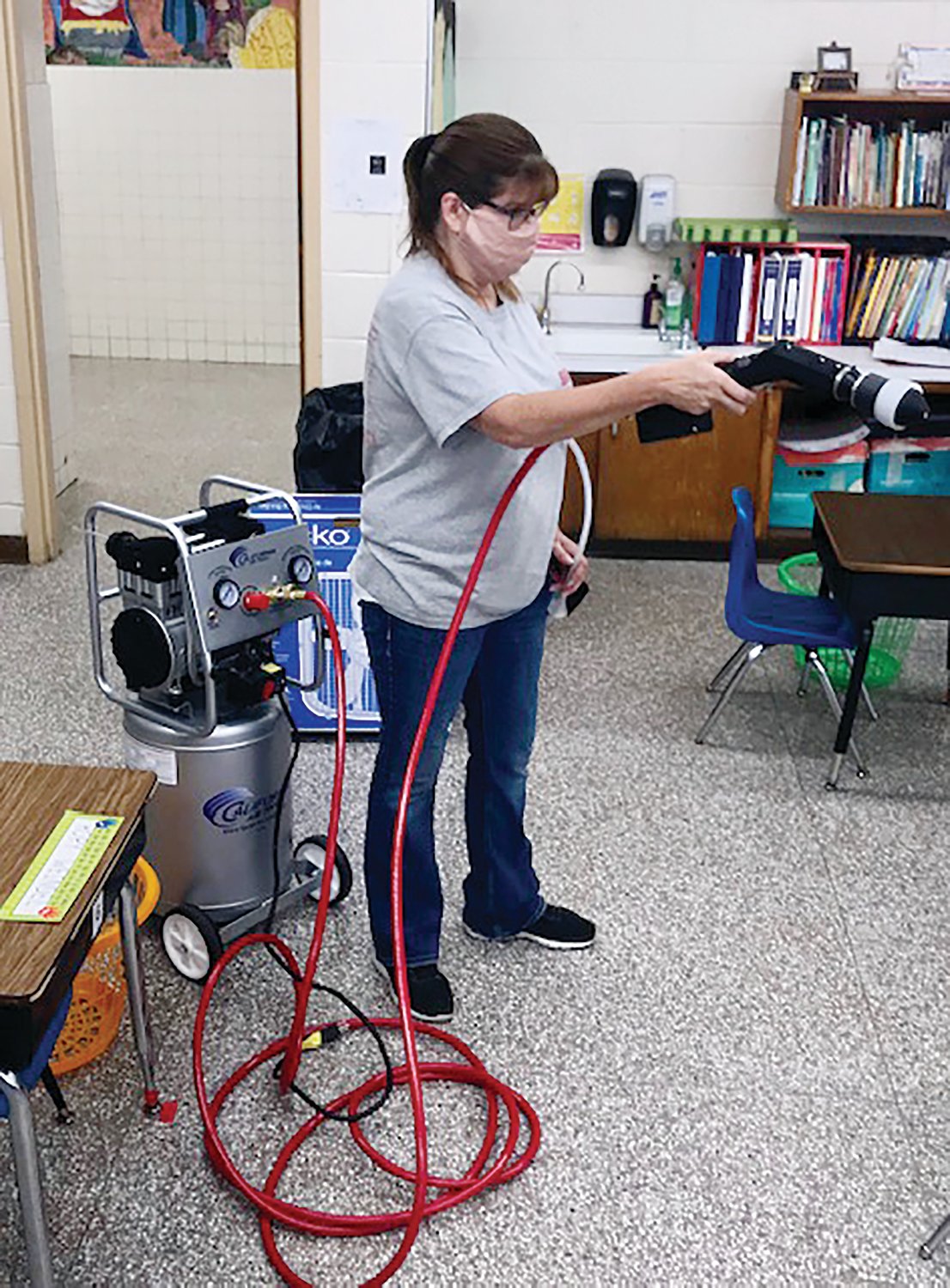 Father John V. Doyle School in Coventry has added increased cleaning protocols including the purchase of an electrostatic spray cleaner for classrooms.
